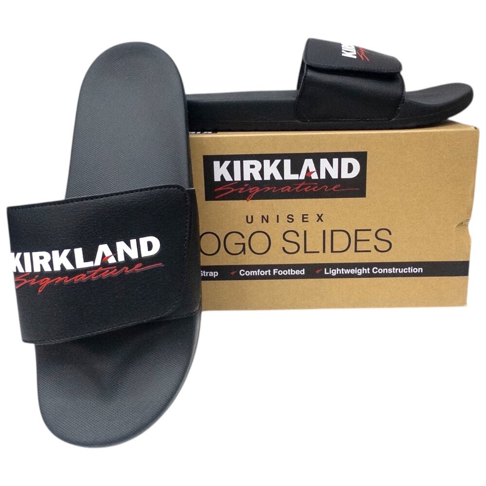 Kirkland Logo Slides Sandals Black Women's 6 Boy's 4